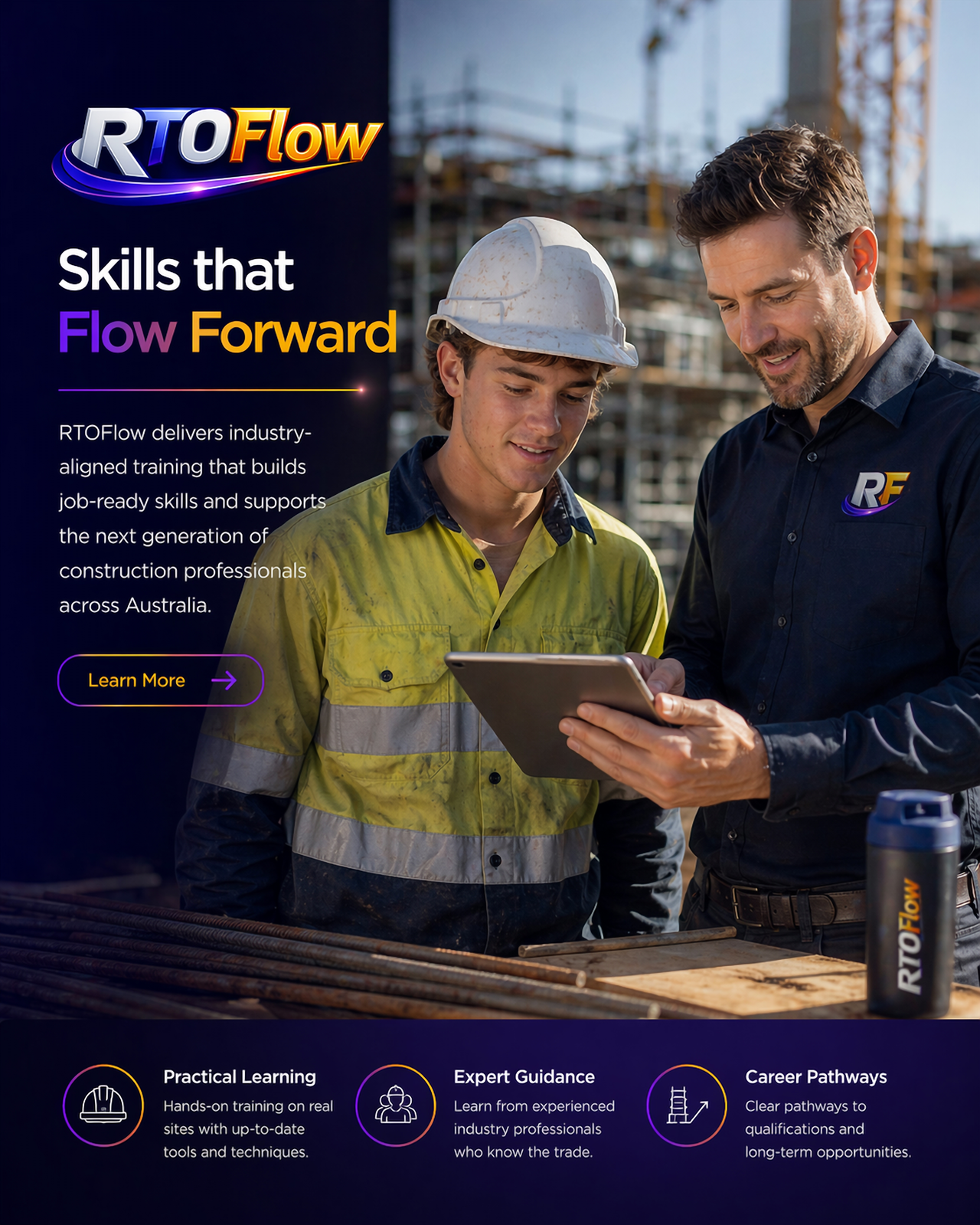 Construction trainees on site